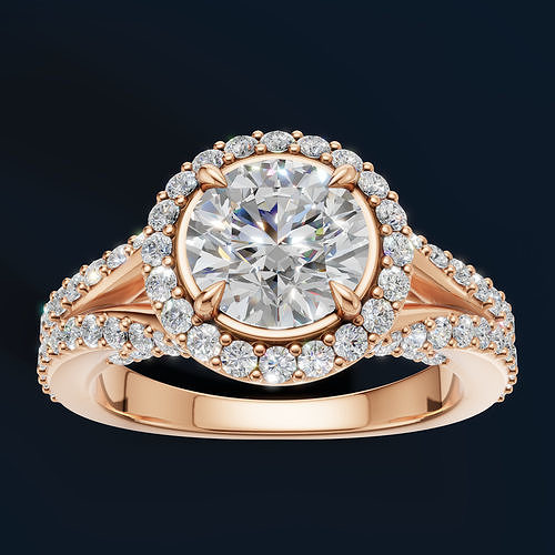 Split Shank Diamond Ring 3D Model  STL OBJ FBX 3D print model