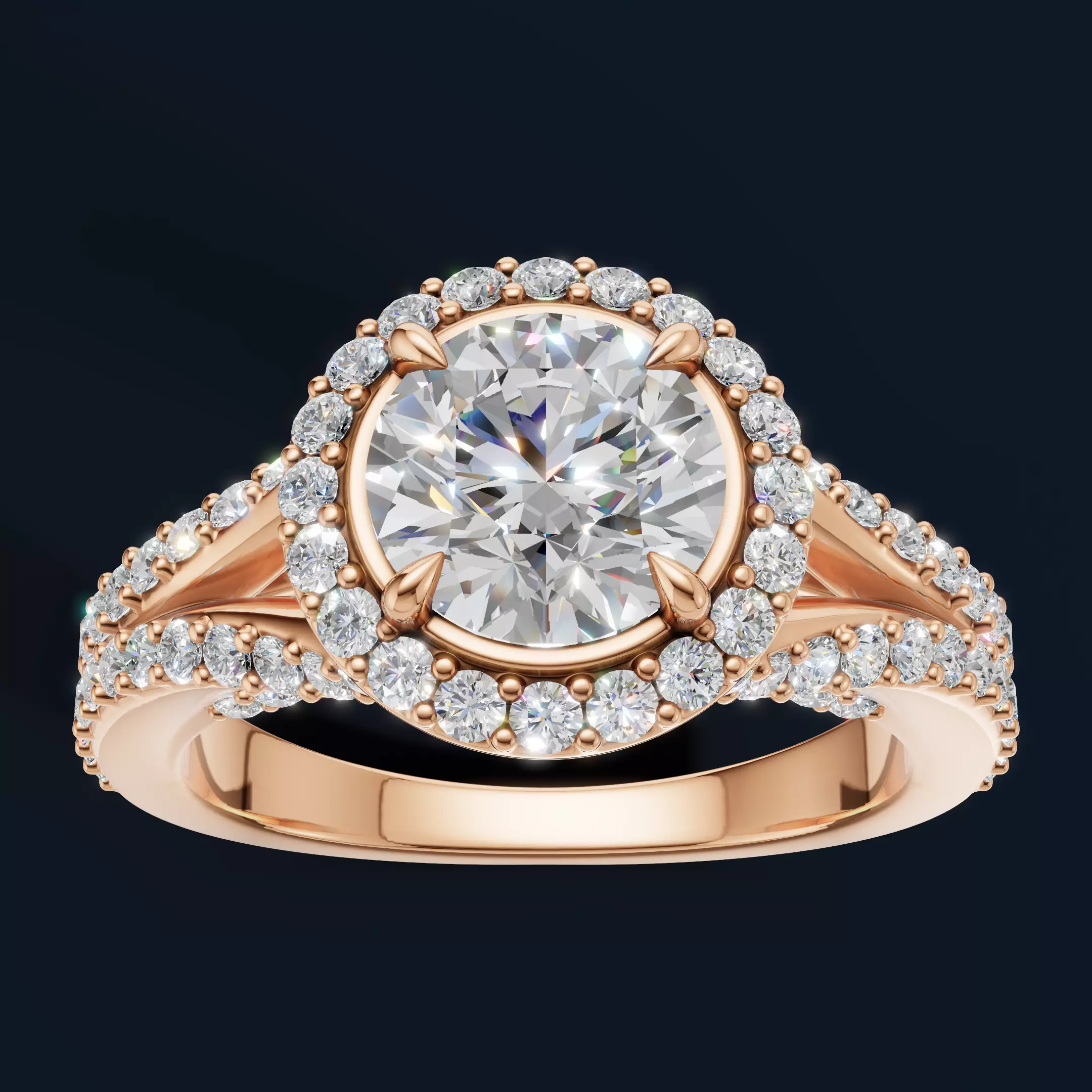 Split Shank Diamond Ring 3D Model STL OBJ FBX 3D print model