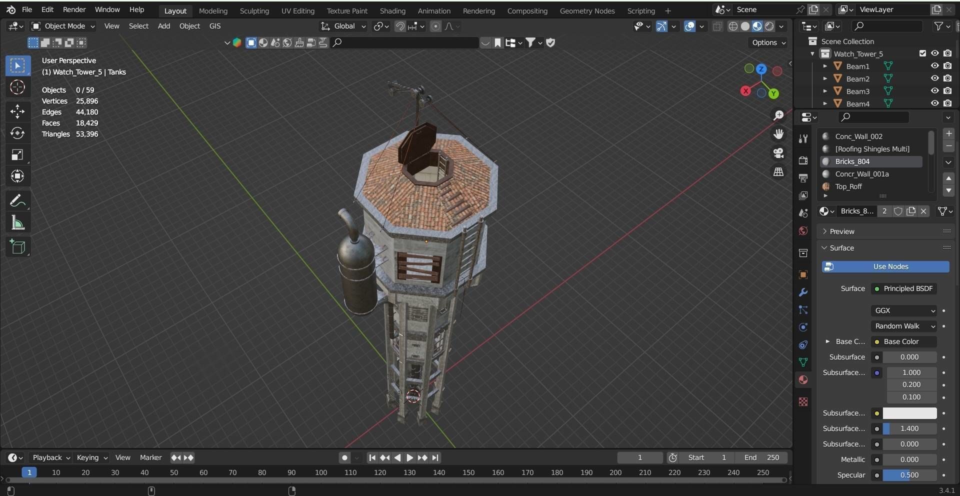 Realistic Watch Tower 3D Model Low-poly 3D model_10