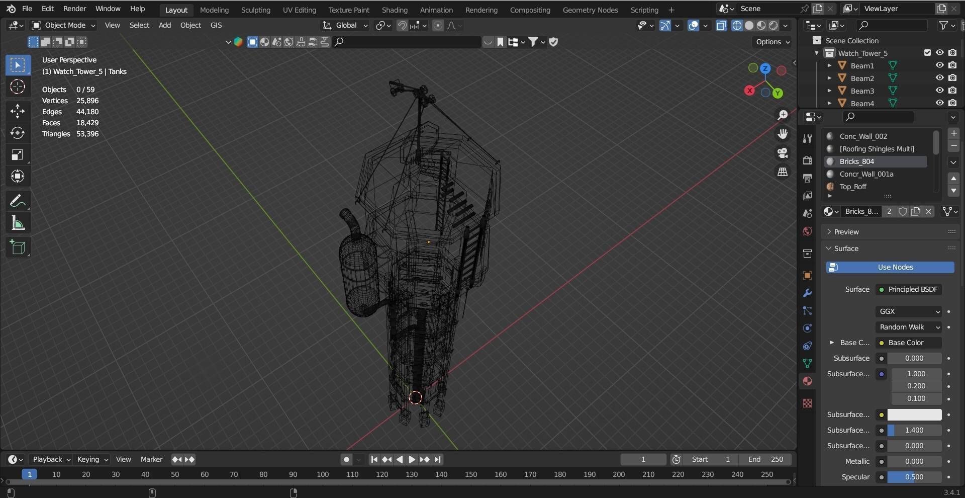 Realistic Watch Tower 3D Model Low-poly 3D model_2