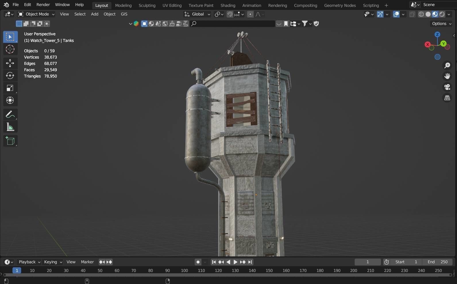 Realistic Watch Tower 3D Model Low-poly 3D model_15
