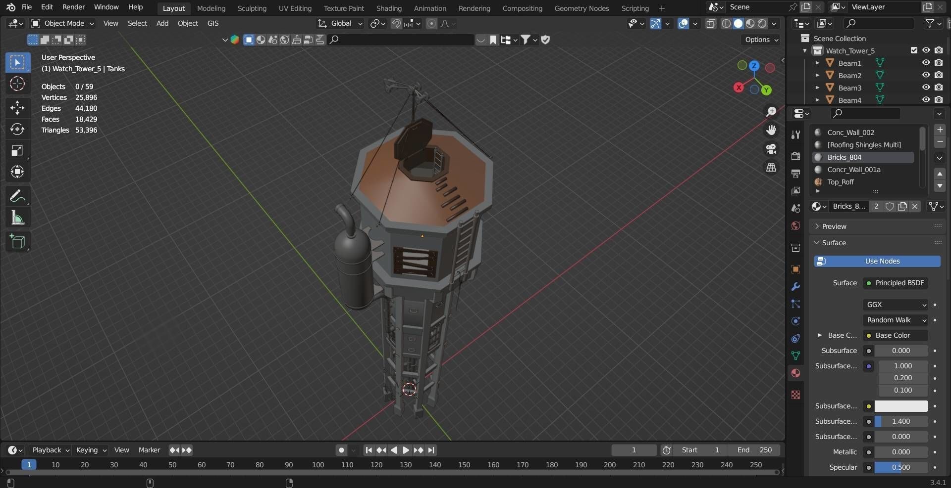 Realistic Watch Tower 3D Model Low-poly 3D model_6