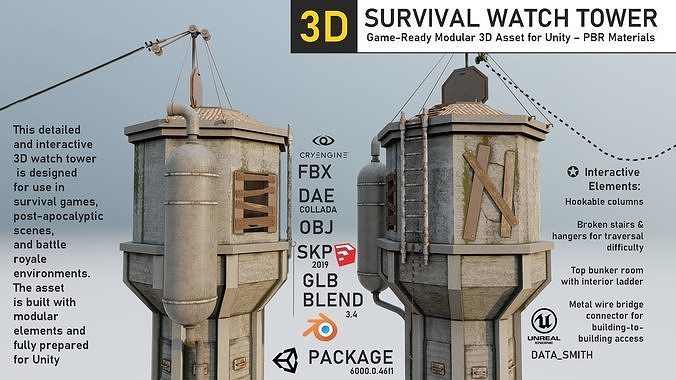 Realistic Watch Tower 3D Model Low-poly 3D model