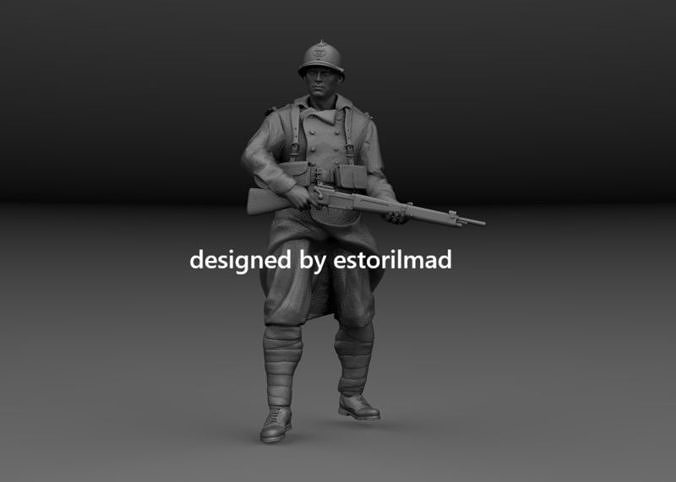 WW2 FRENCH SOLDIER IN ACTION v2 3D print model