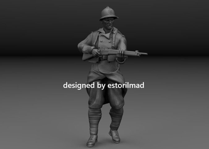 WW2 FRENCH SOLDIER IN ACTION v3 3D print model