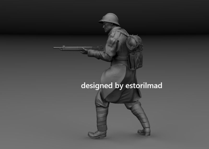 WW2 FRENCH SOLDIER IN ACTION v4 3D print model_1
