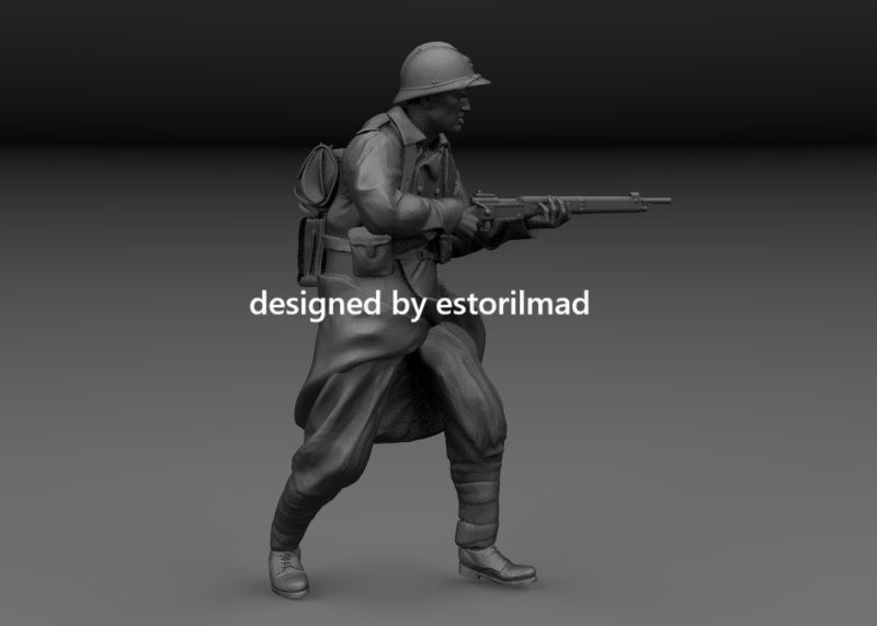 WW2 FRENCH SOLDIER IN ACTION v4 3D print model_2