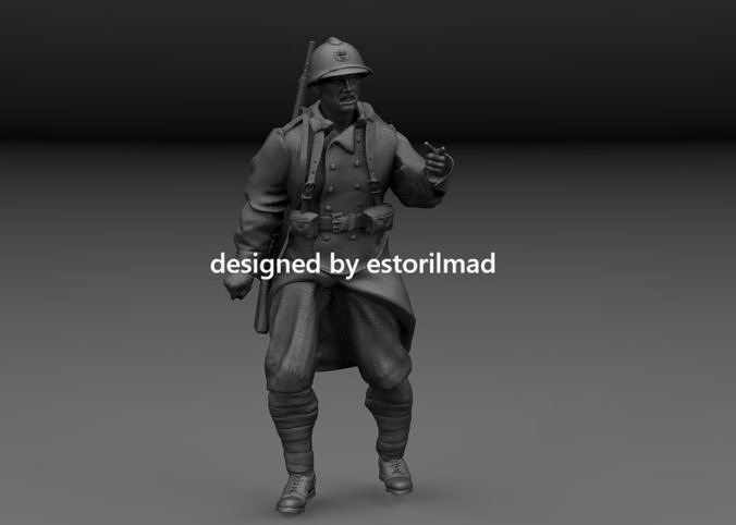 WW2 FRENCH SOLDIER IN ACTION v5 3D print model