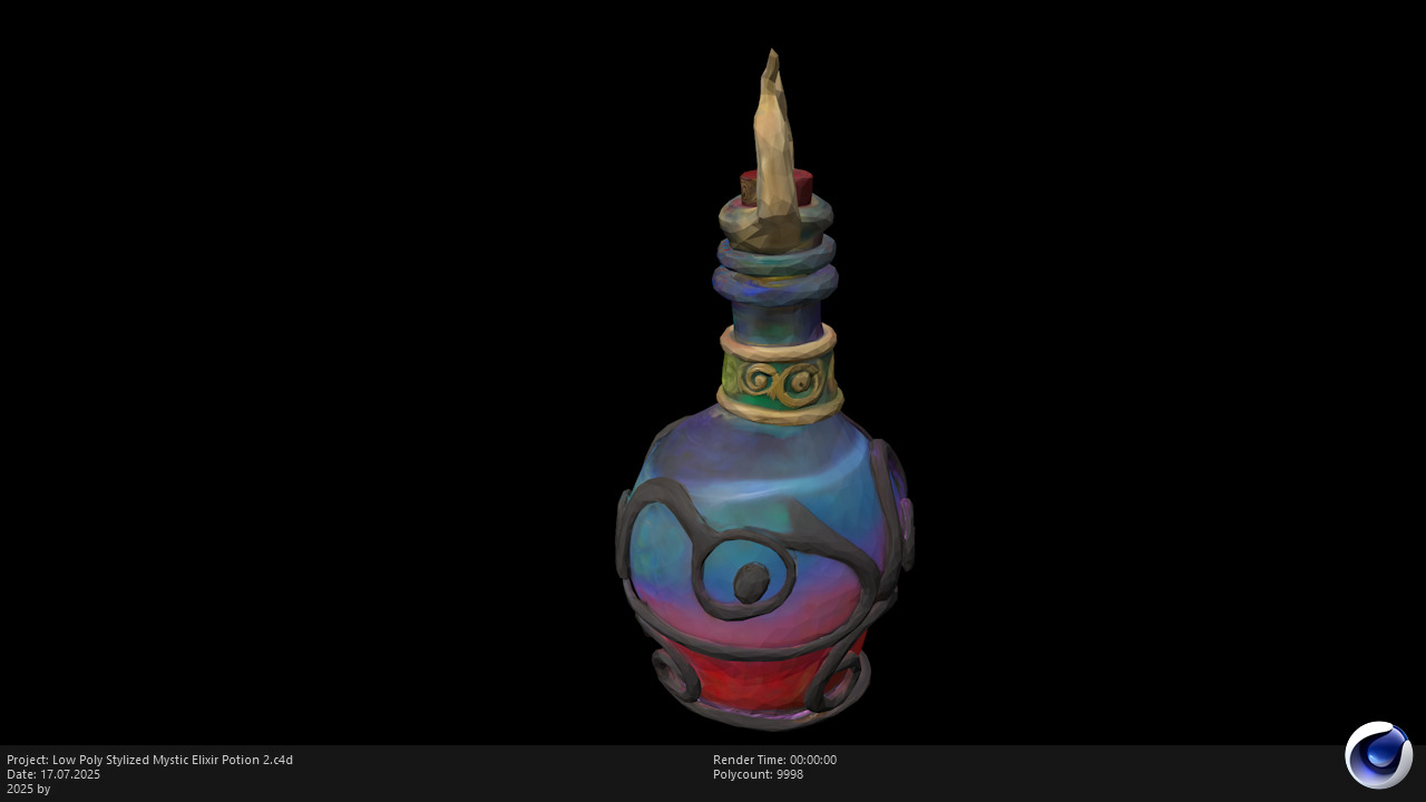 Low Poly Stylized Mystic Elixir Potion 2 Low-poly 3D model_4