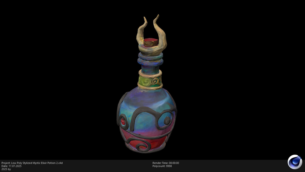 Low Poly Stylized Mystic Elixir Potion 2 Low-poly 3D model_7