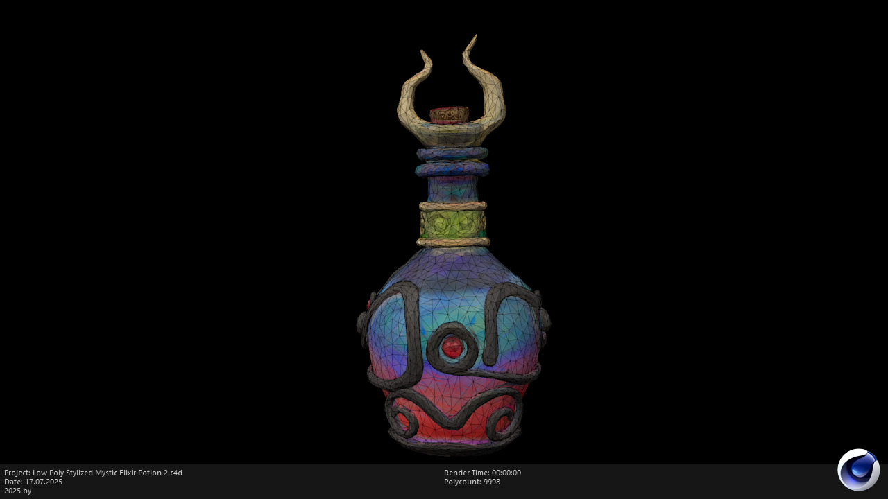 Low Poly Stylized Mystic Elixir Potion 2 Low-poly 3D model_2
