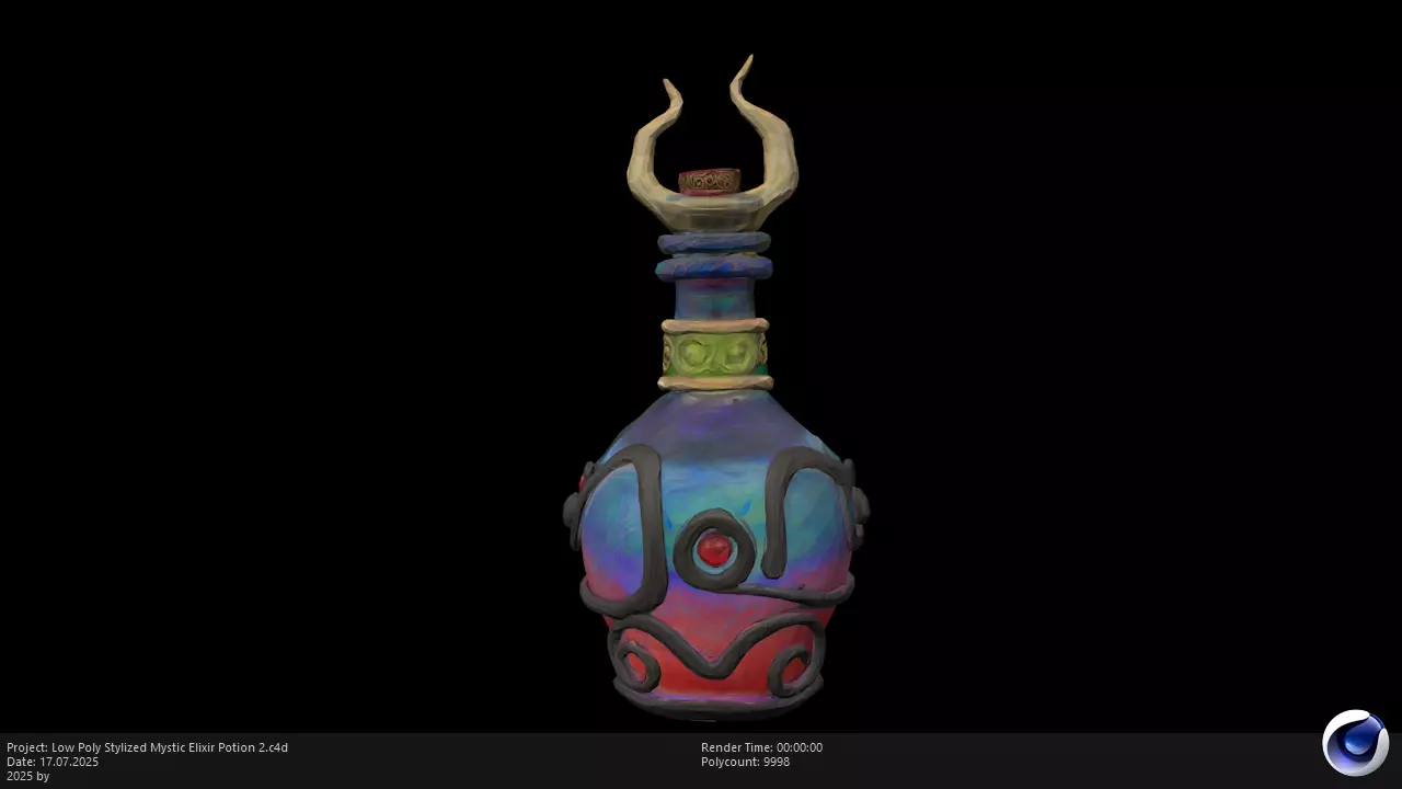 Low Poly Stylized Mystic Elixir Potion 2 Low-poly 3D model_0