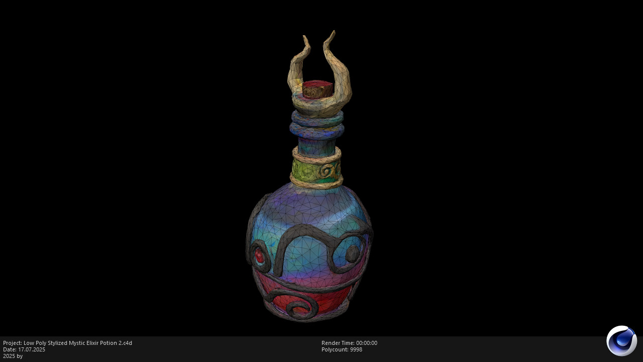 Low Poly Stylized Mystic Elixir Potion 2 Low-poly 3D model_8
