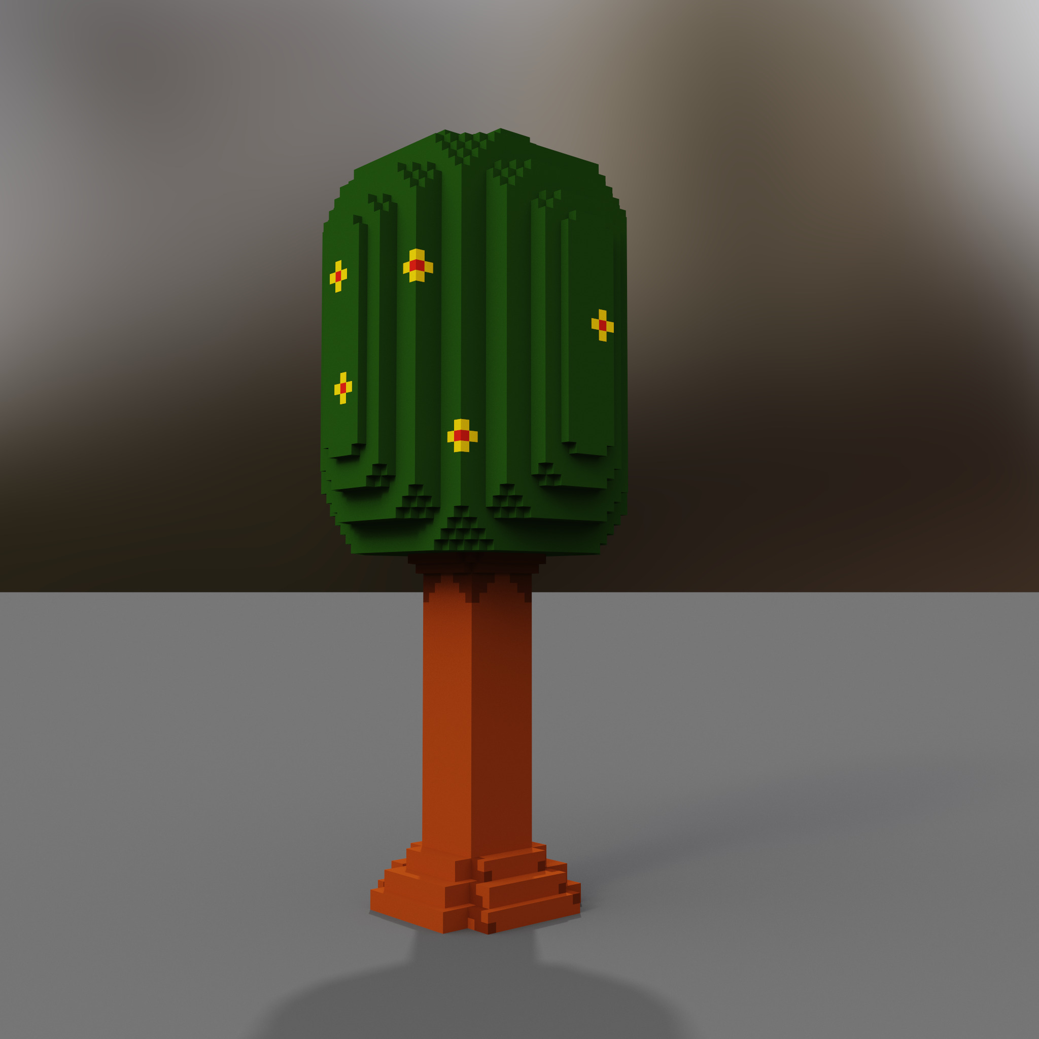 voxel tree Low-poly 3D model_1