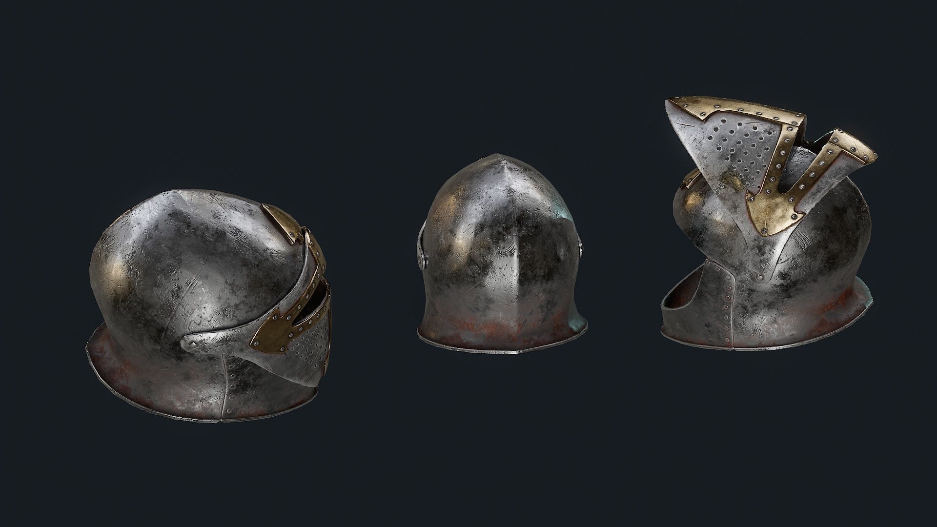 Iron Helmet 4 Low-poly 3D model_6