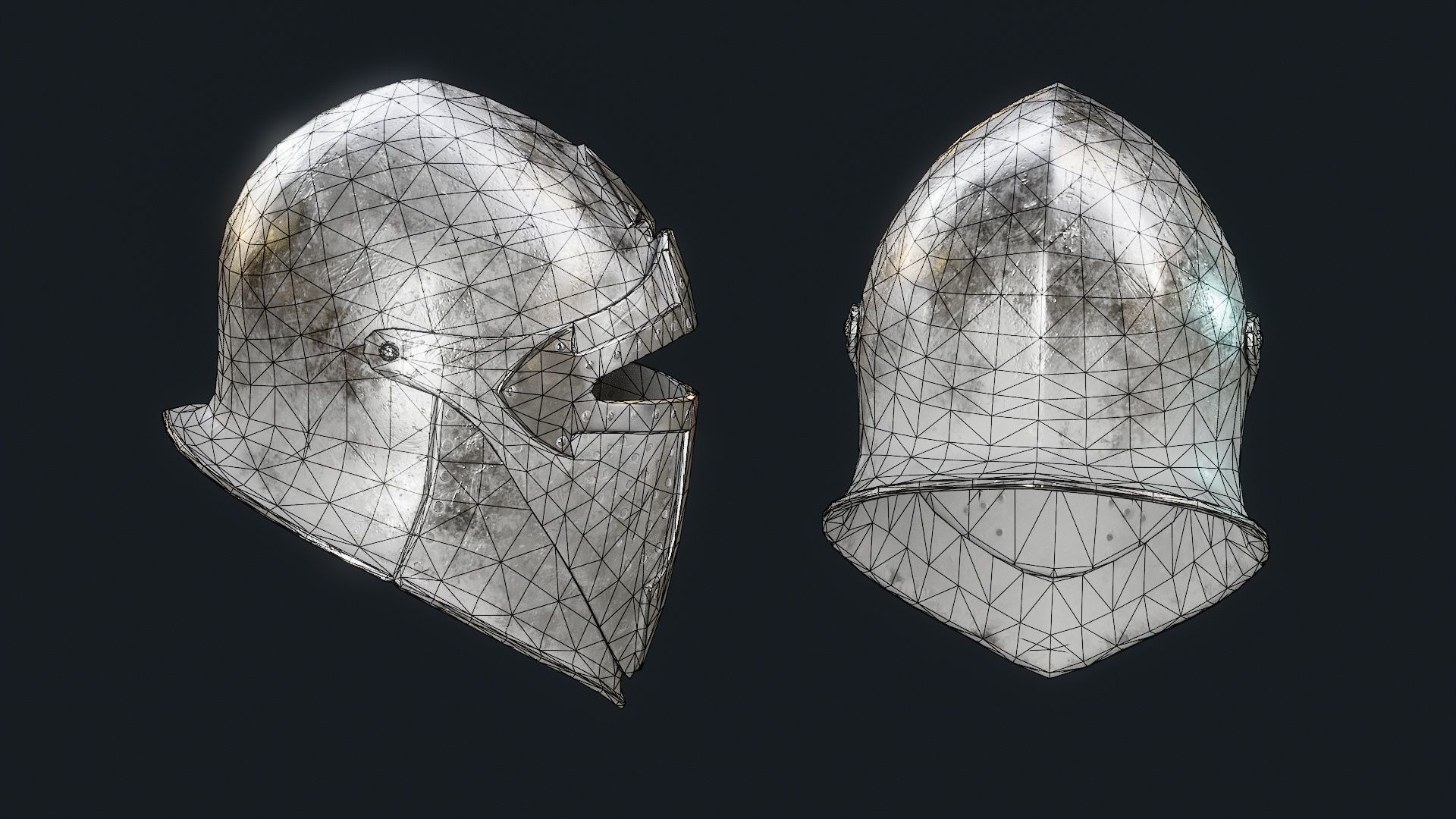 Iron Helmet 4 Low-poly 3D model_8