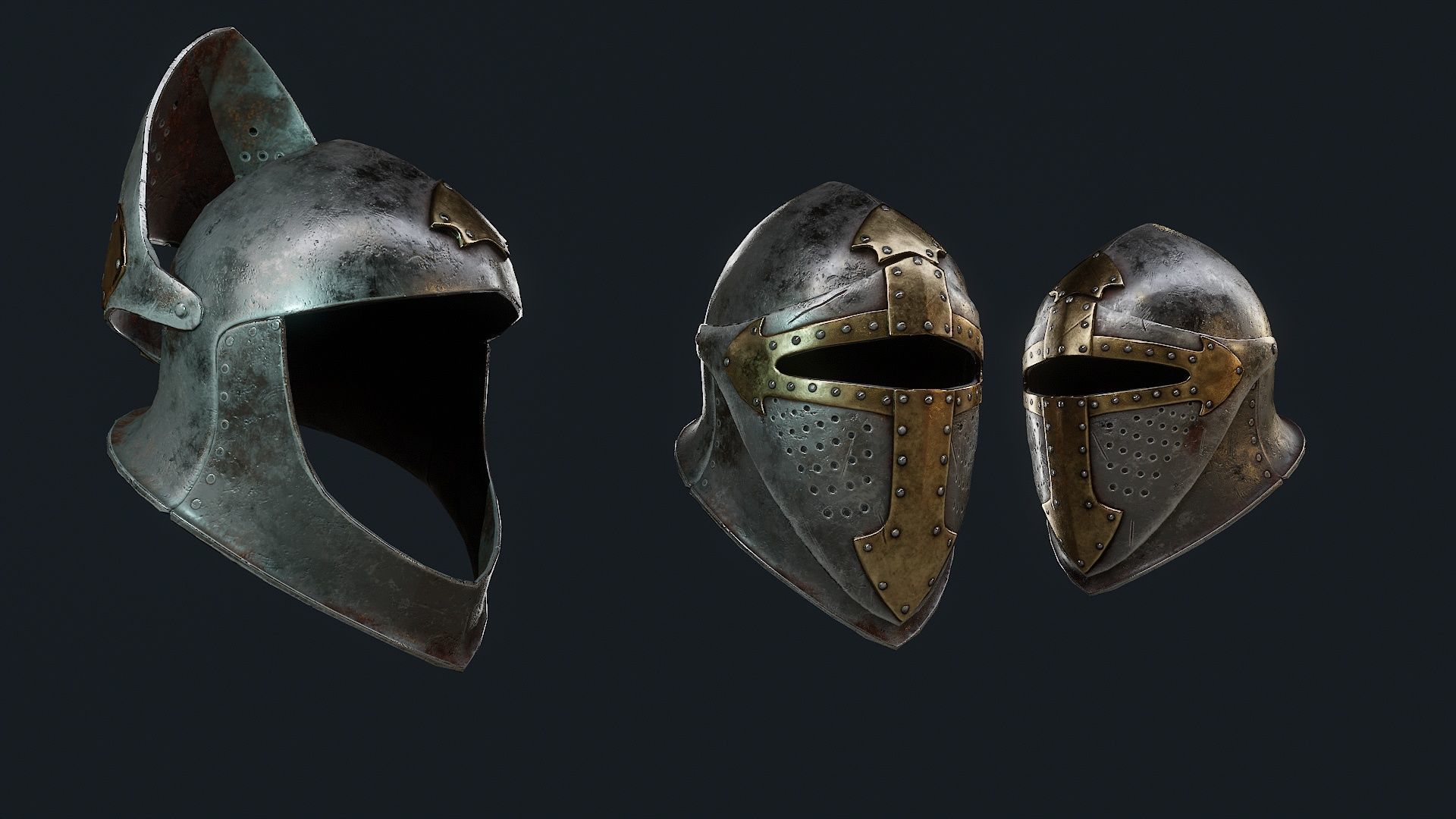 Iron Helmet 4 Low-poly 3D model_5