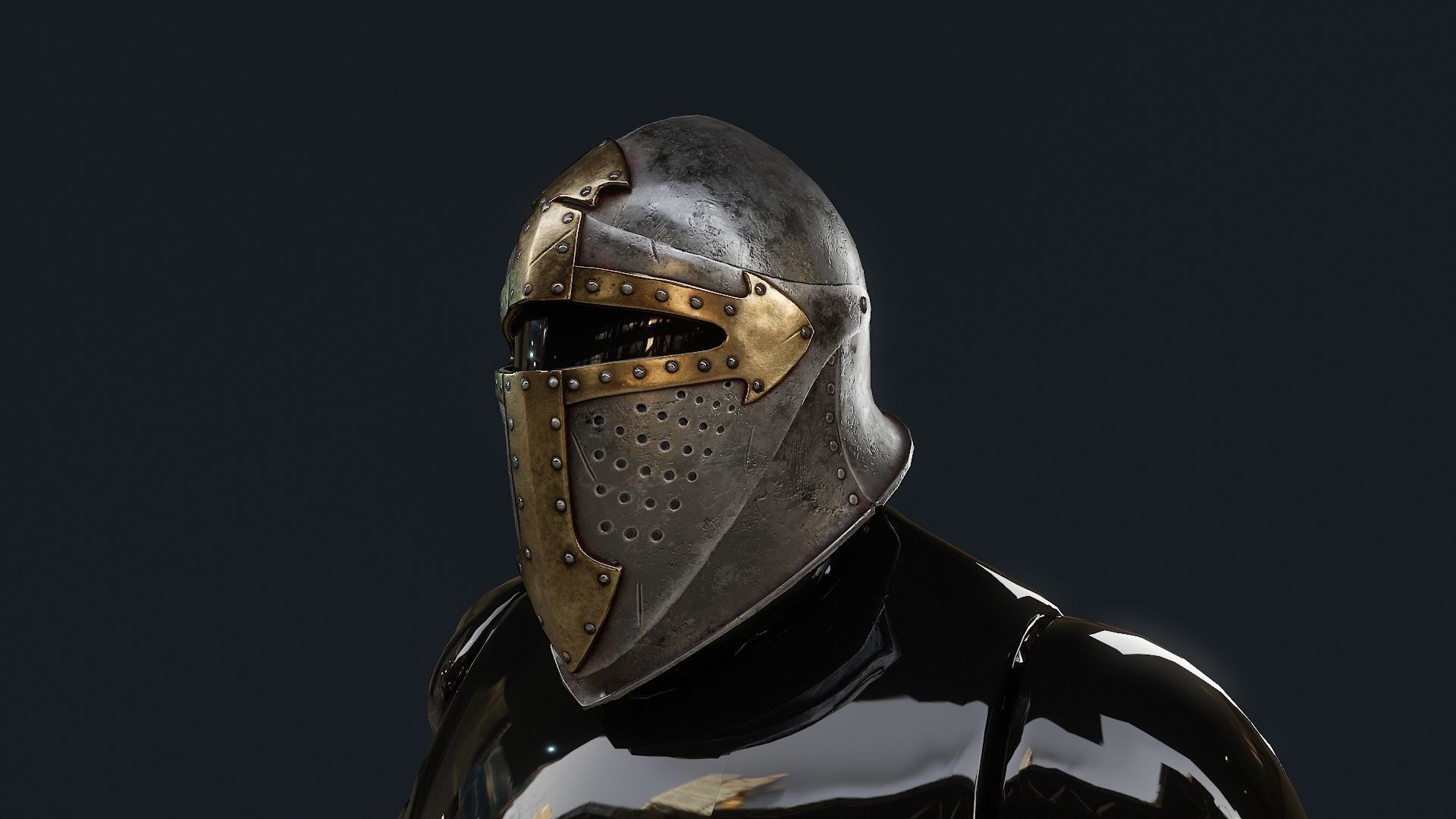 Iron Helmet 4 Low-poly 3D model_4