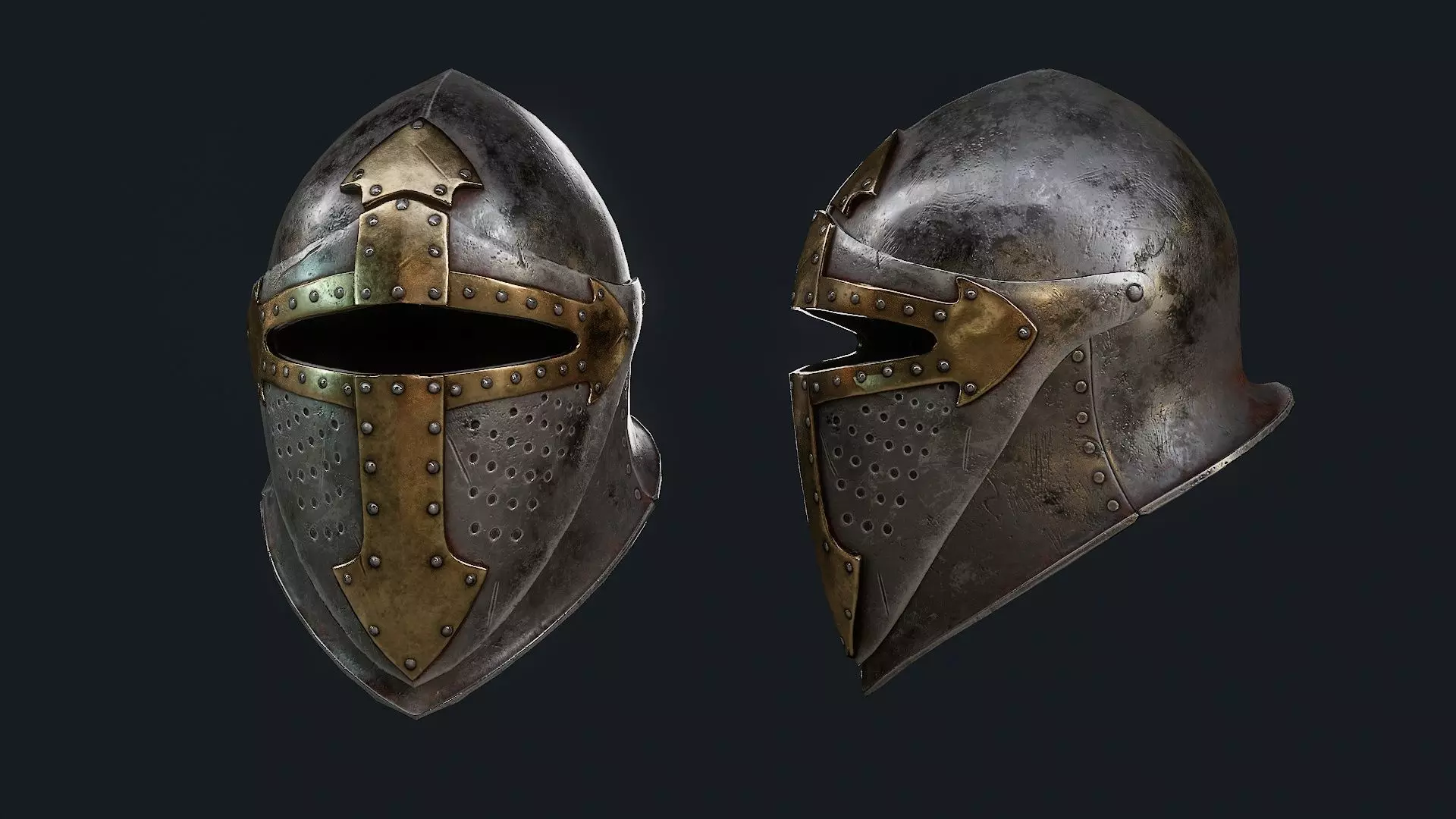 Iron Helmet 4 Low-poly 3D model_0