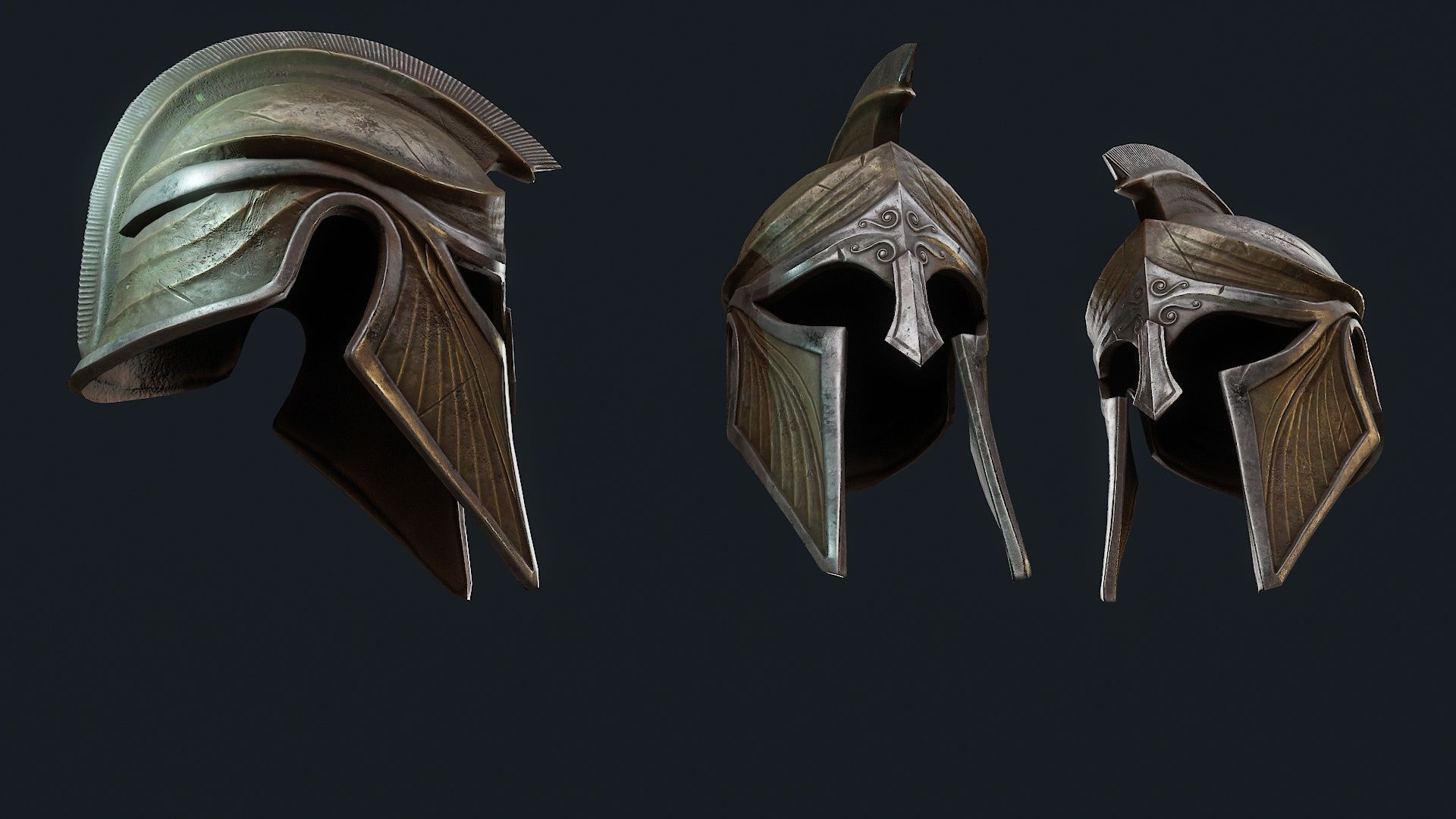 Iron Helmet 5 Low-poly 3D model_3