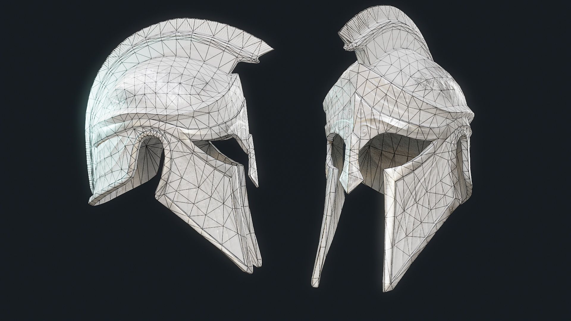 Iron Helmet 5 Low-poly 3D model_8
