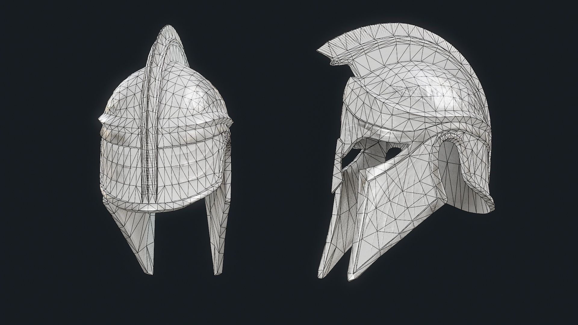 Iron Helmet 5 Low-poly 3D model_9