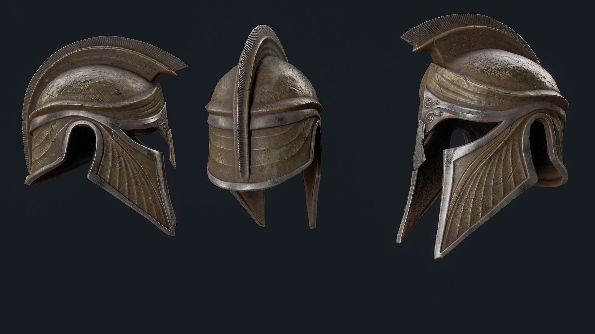Iron Helmet 5 Low-poly 3D model_4