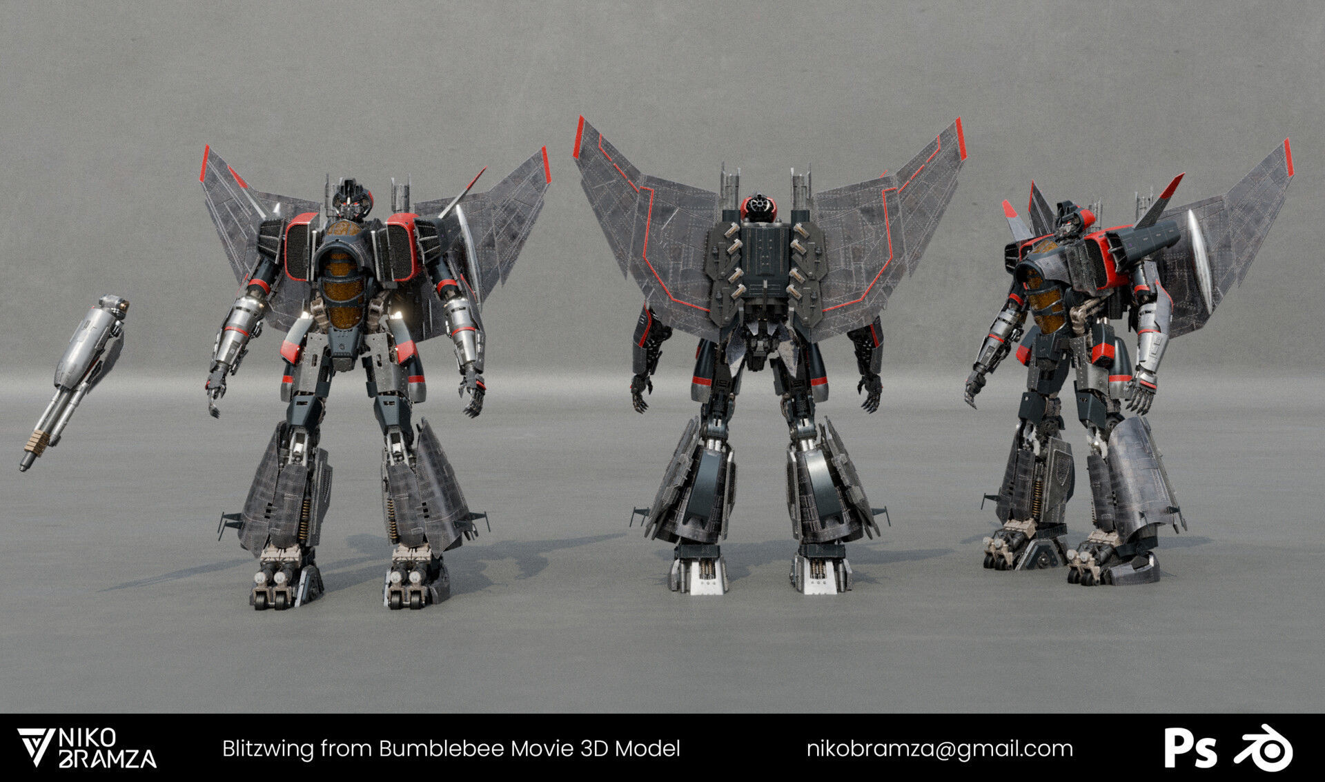 Transformers Blitzwing 2018 Earth Mode Bumblebee Movie 3D model_5