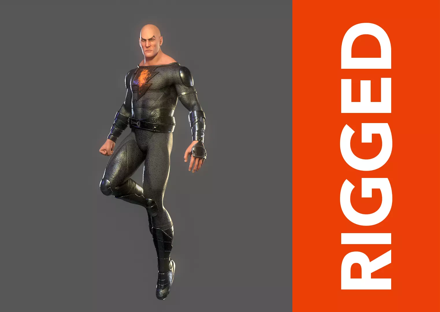 Black Adam Rig Low-poly 3D model_0