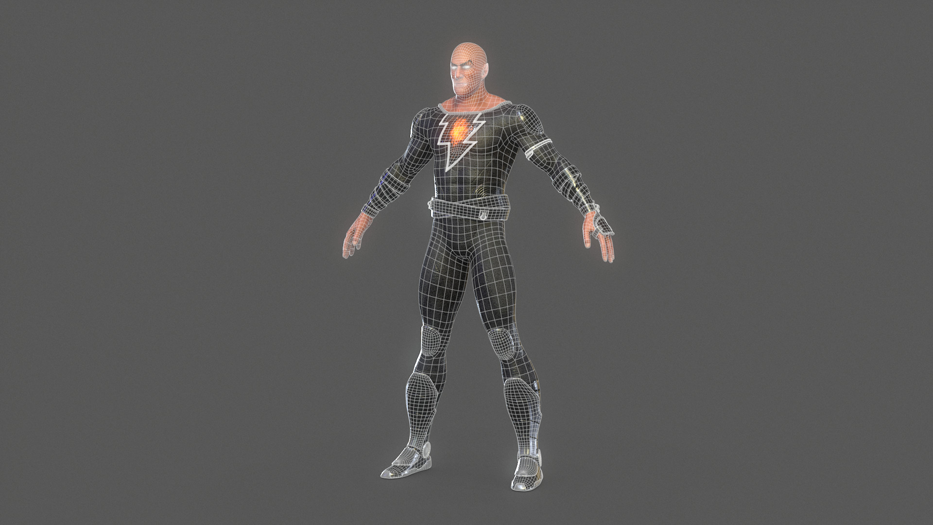 Black Adam Rig Low-poly 3D model_9