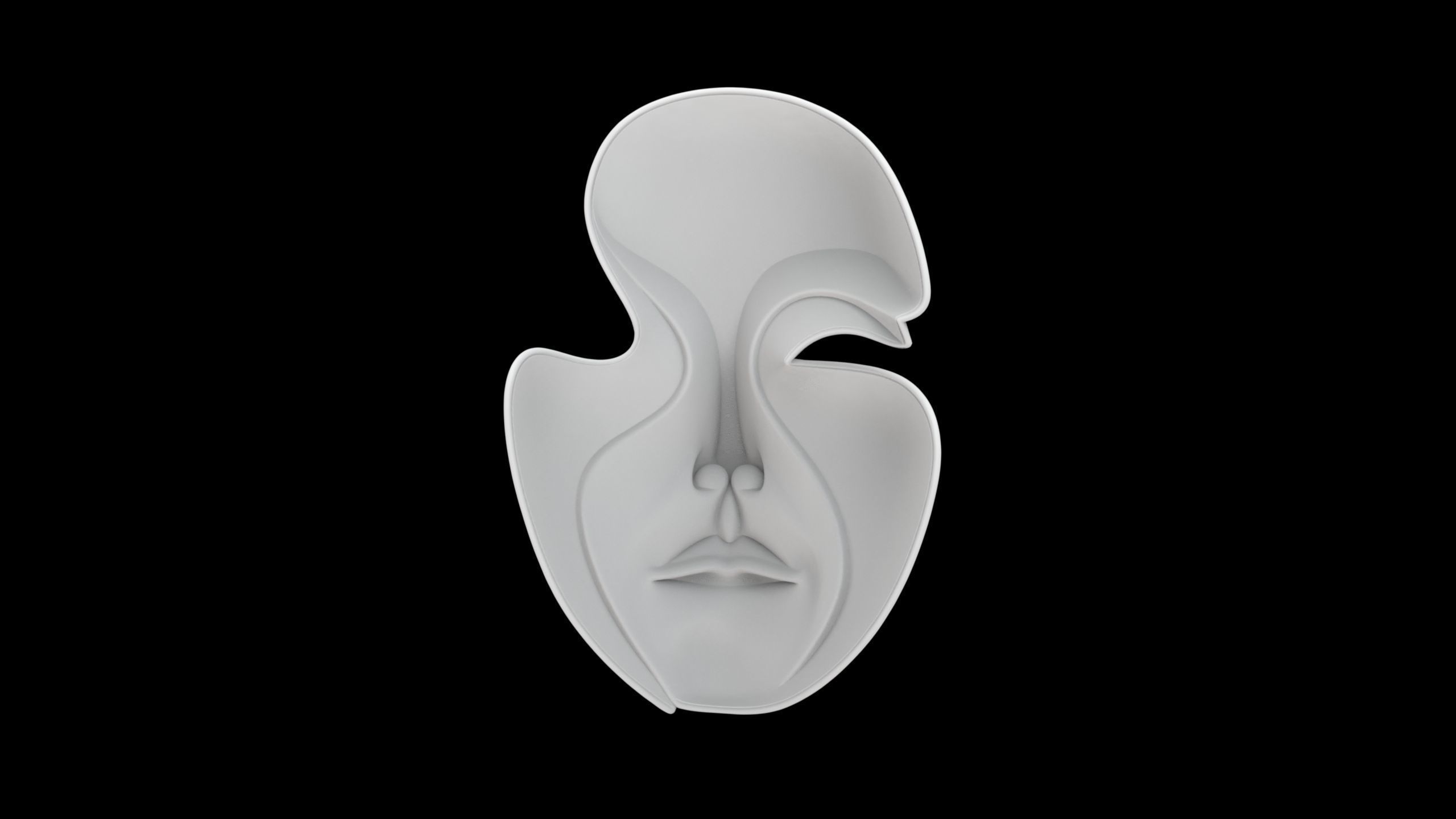 Abstract Face Mask Sculpture 3D print model_3