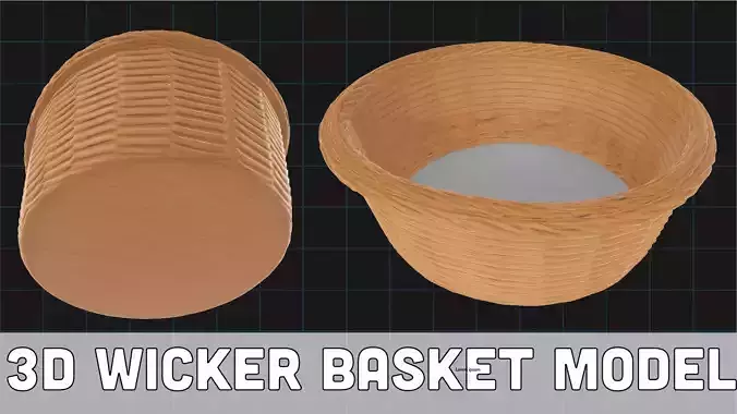 Wicker Basket  Rattan Basket Prop Handwoven Storage Container 3D print model