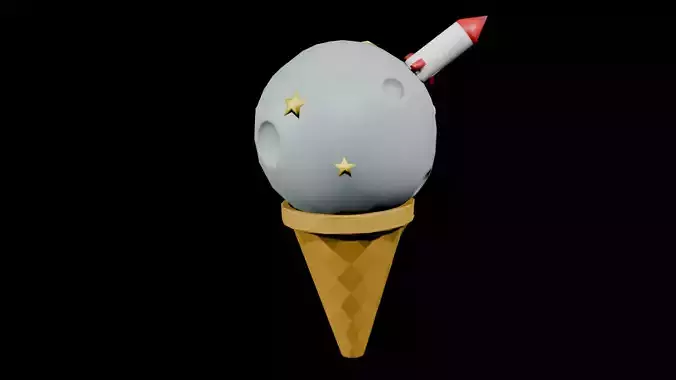 Moon Ice Cream with Rocket