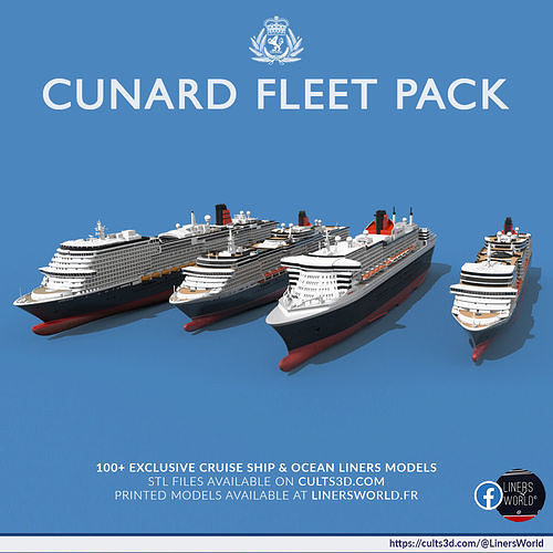Cunard current fleet pack - all four Queens 3D Model Collection