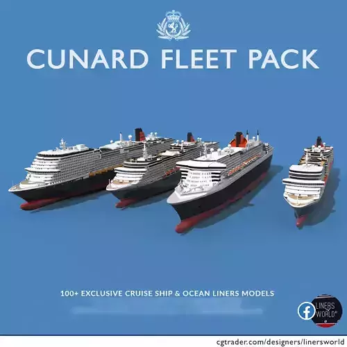 Cunard current fleet pack - all four Queens 3D Model Collection