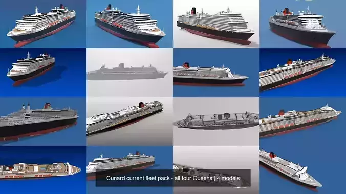 Cunard current fleet pack - all four Queens