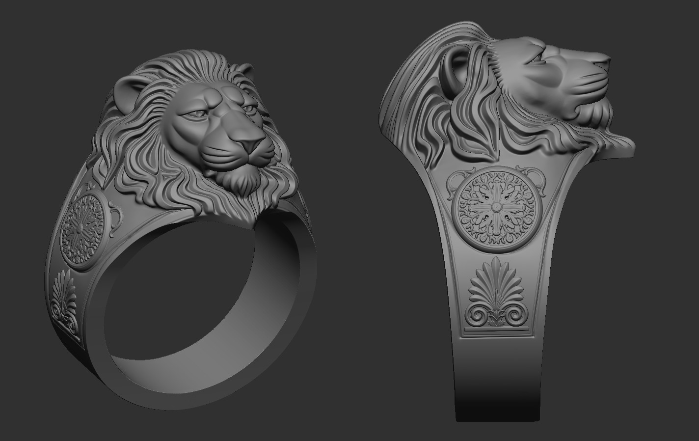 Lion Ring 3D print model_11