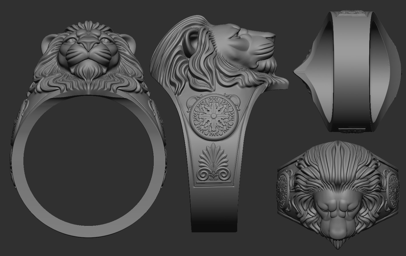 Lion Ring 3D print model_10