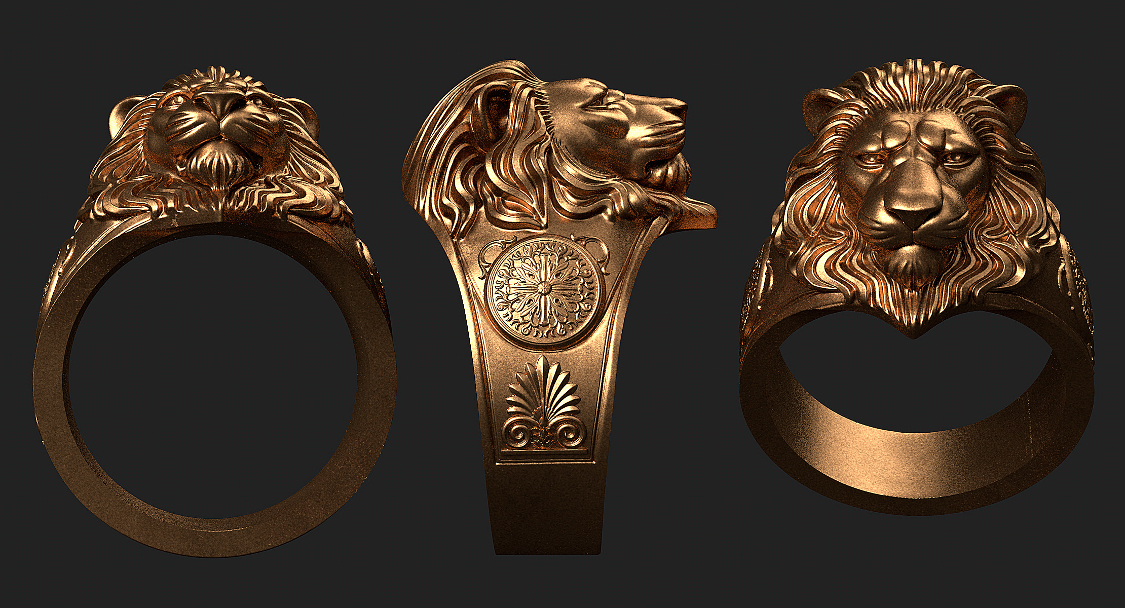 Lion Ring 3D print model_2