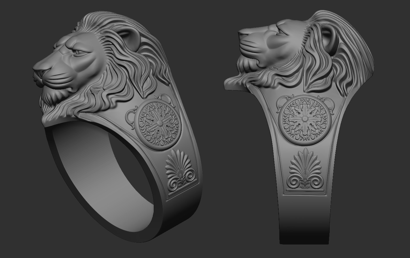 Lion Ring 3D print model_12