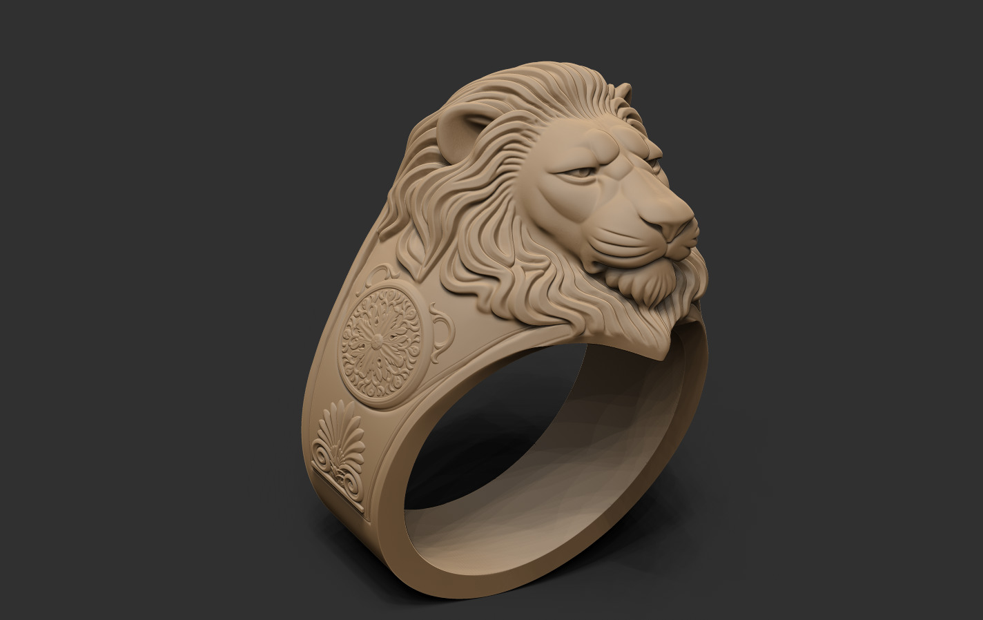 Lion Ring 3D print model_9
