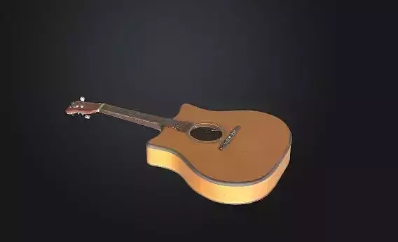 Photorealistic Acoustic Guitar 3D Model OBJ FBX