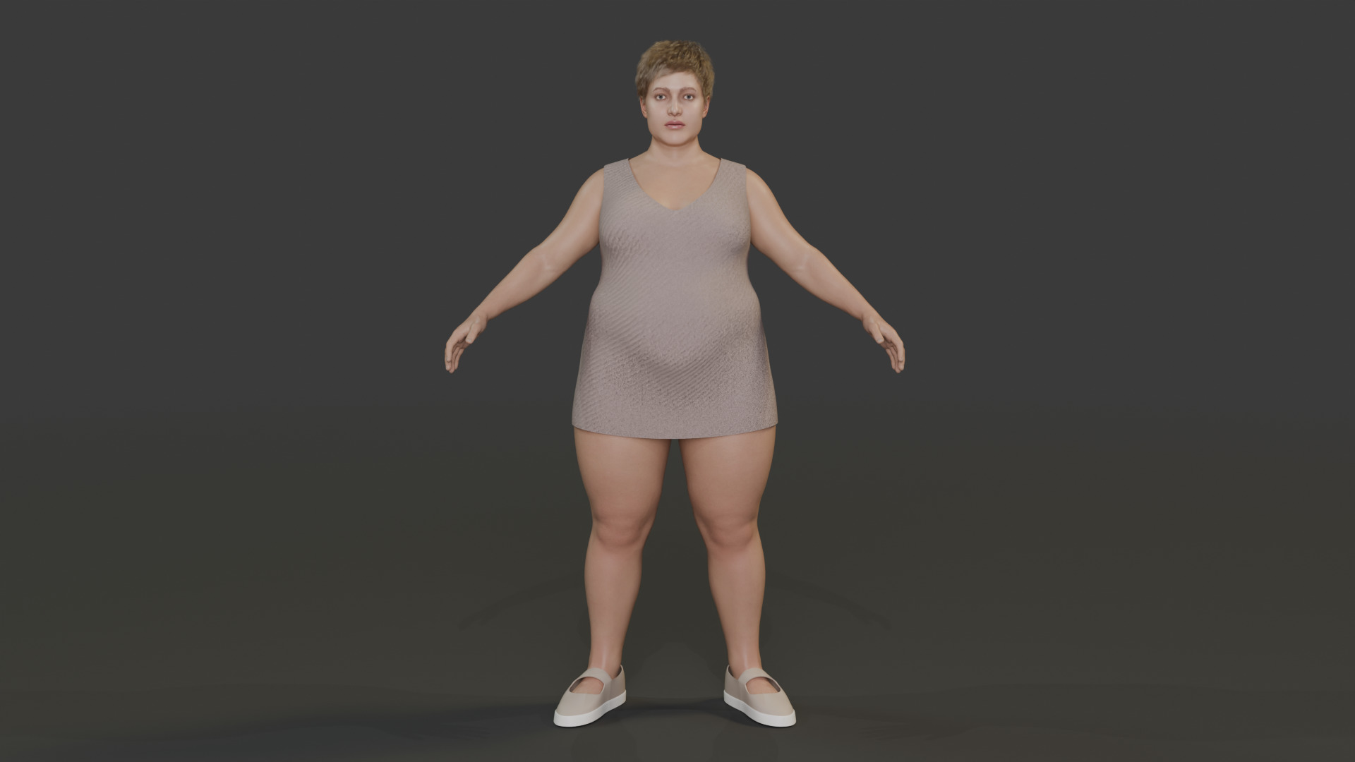 Realistic Pregnant Woman Character Low-poly 3D model_6