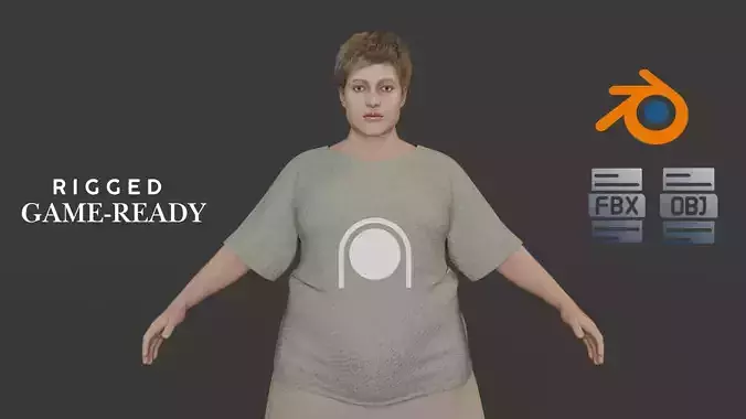 Realistic Pregnant Woman Character Low-poly 3D model