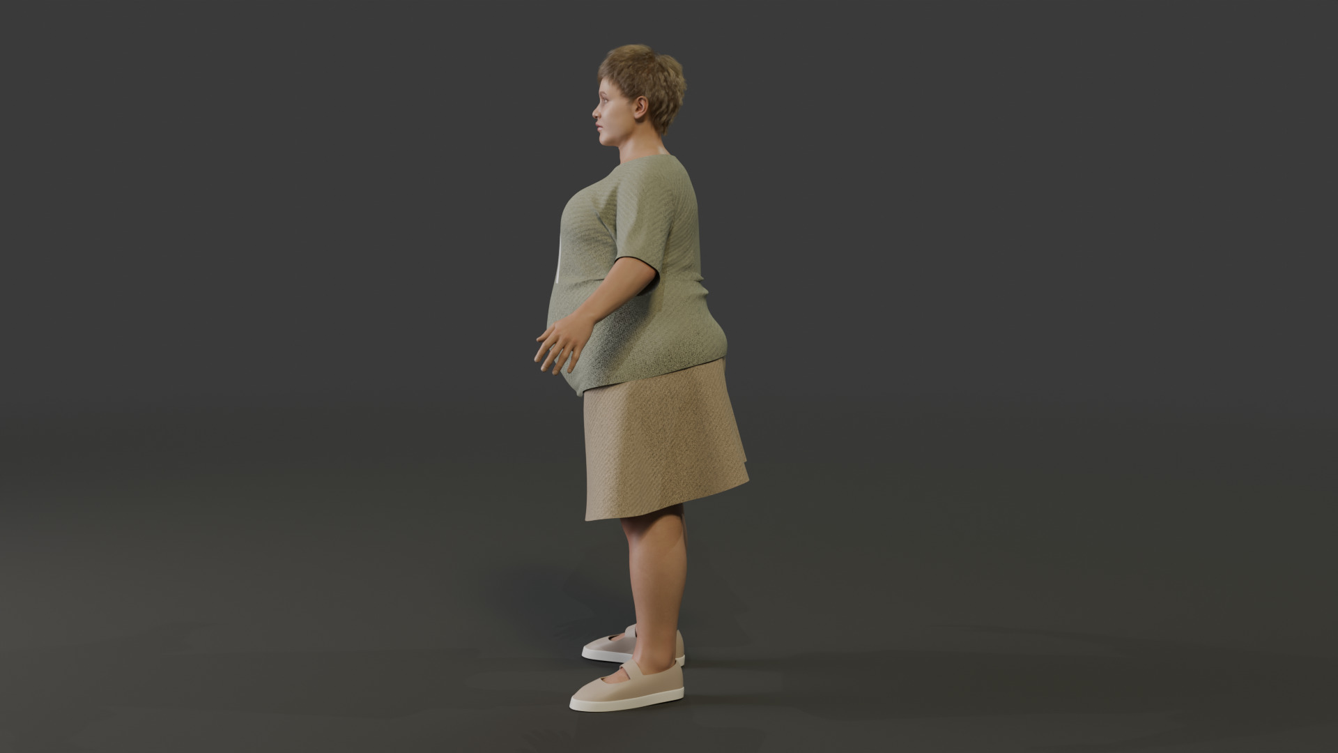 Realistic Pregnant Woman Character Low-poly 3D model_5