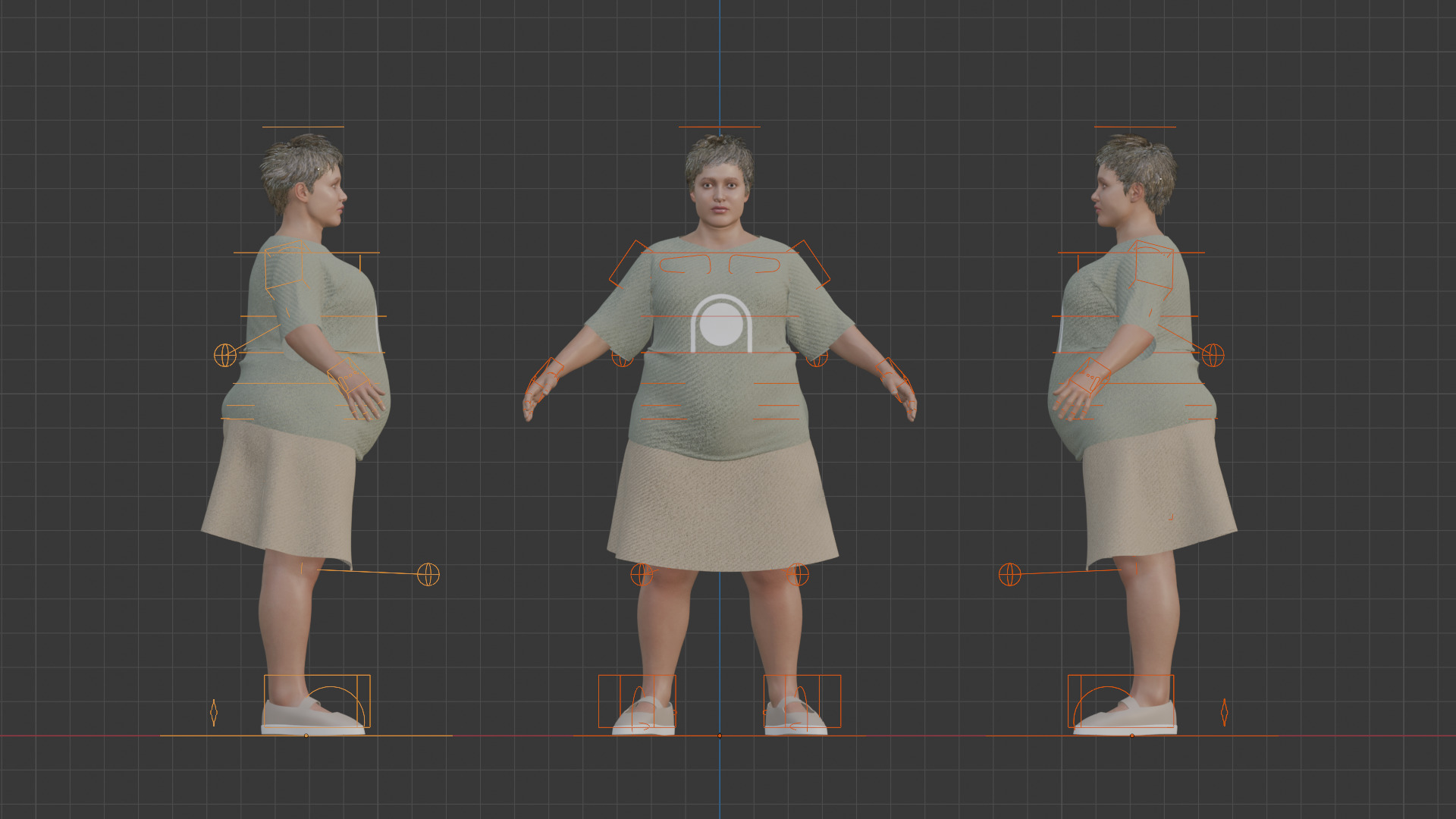 Realistic Pregnant Woman Character Low-poly 3D model_20