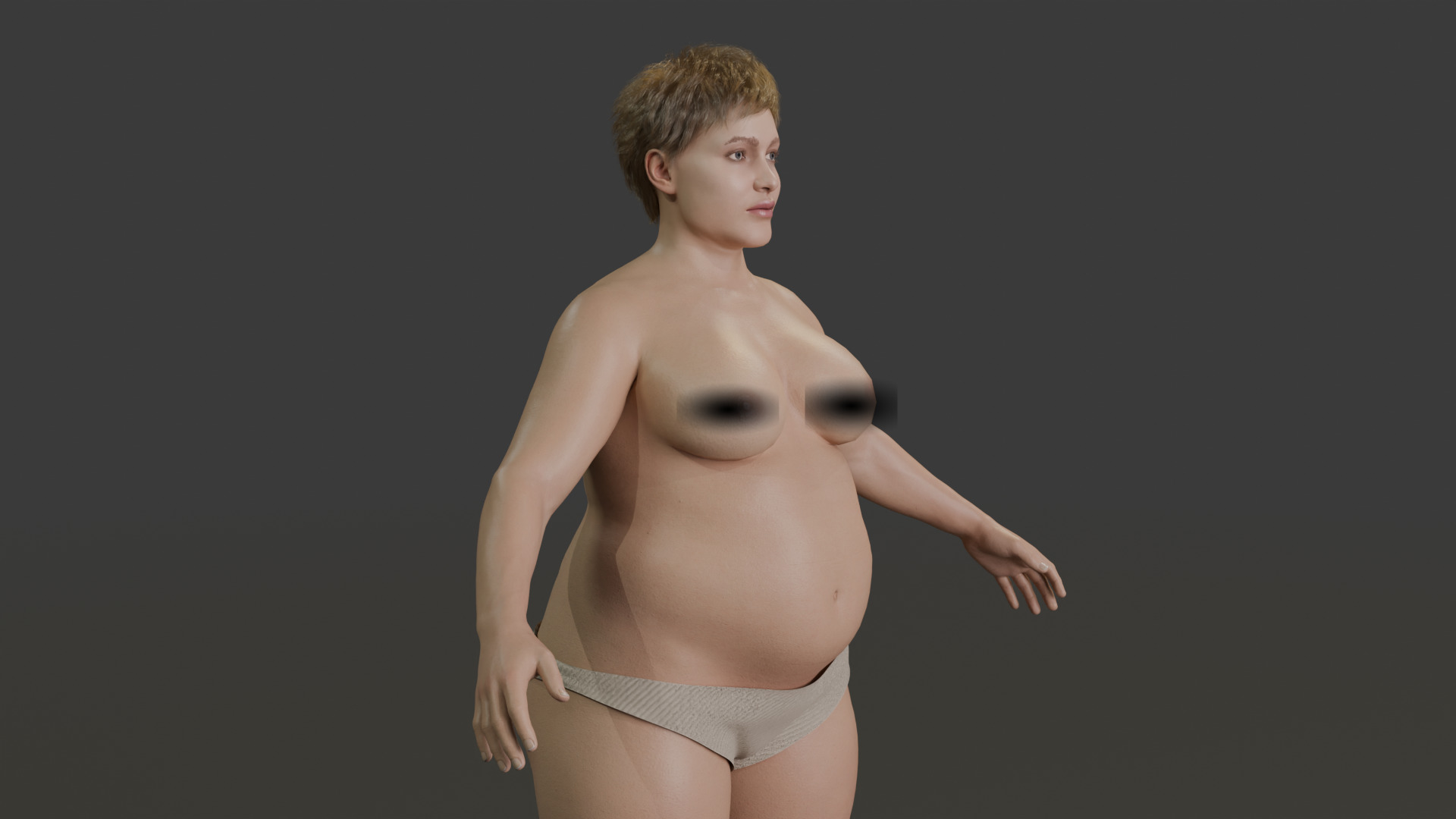 Realistic Pregnant Woman Character Low-poly 3D model_16