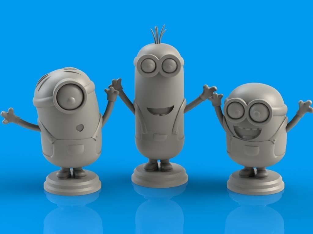 Minions Trio 3D print model_11