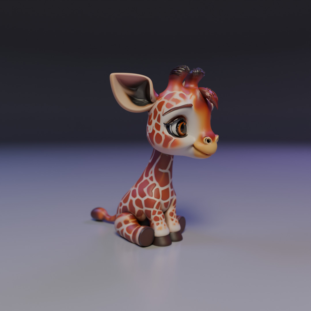 cute baby giraffe 3D print model_8