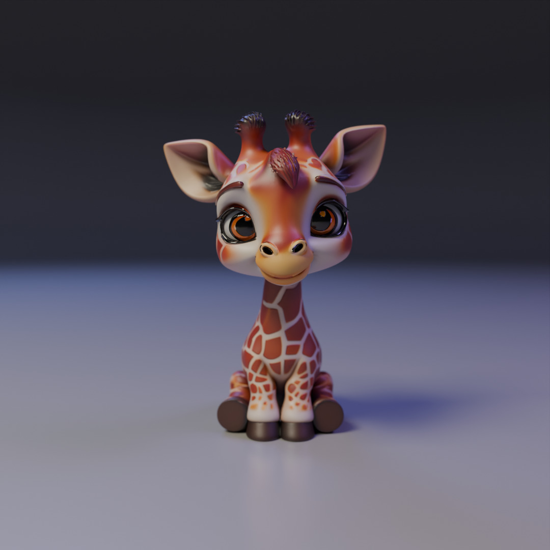 cute baby giraffe 3D print model_16